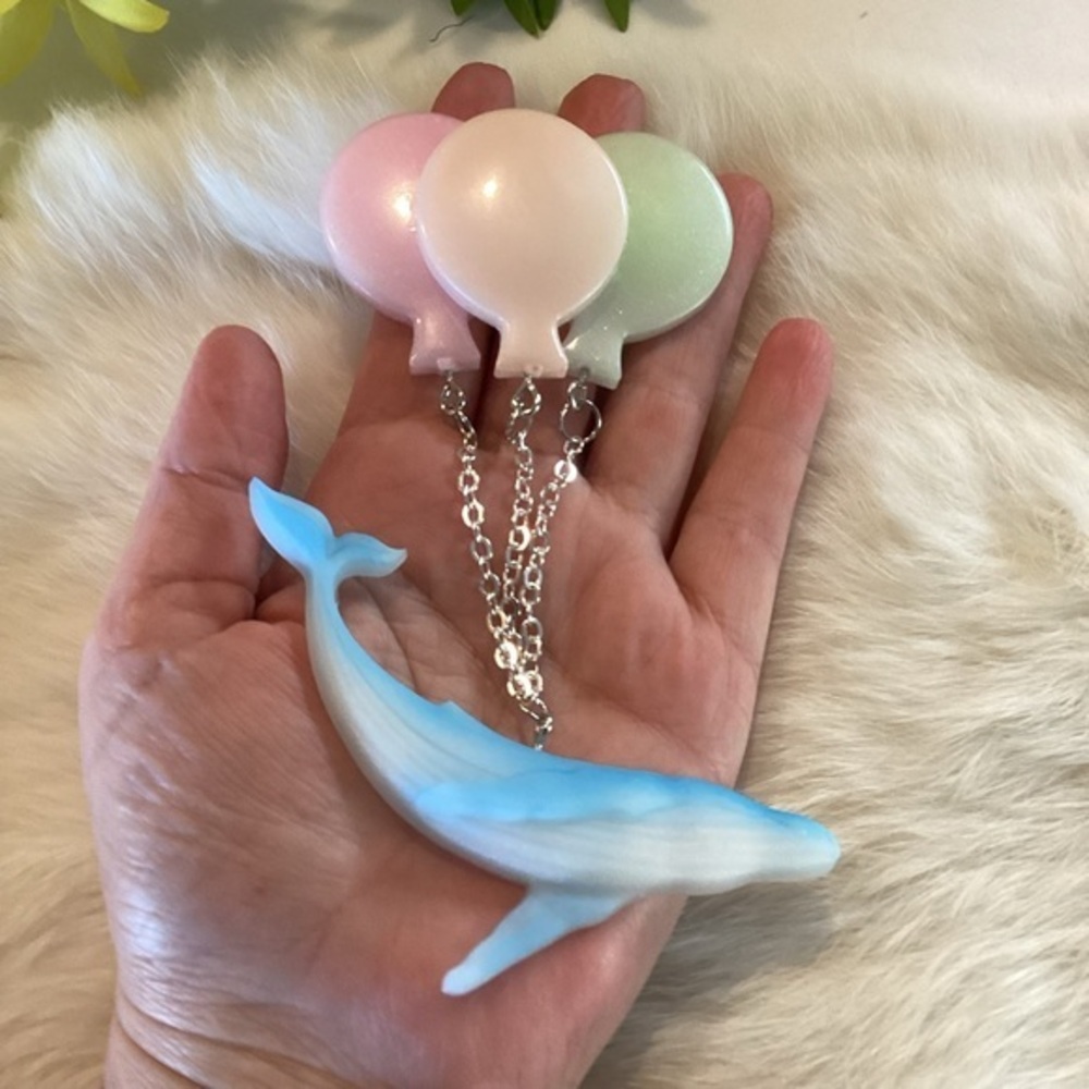 Handmade Resin Pastel Colors Whale and Balloons Magnet or Wall Decor